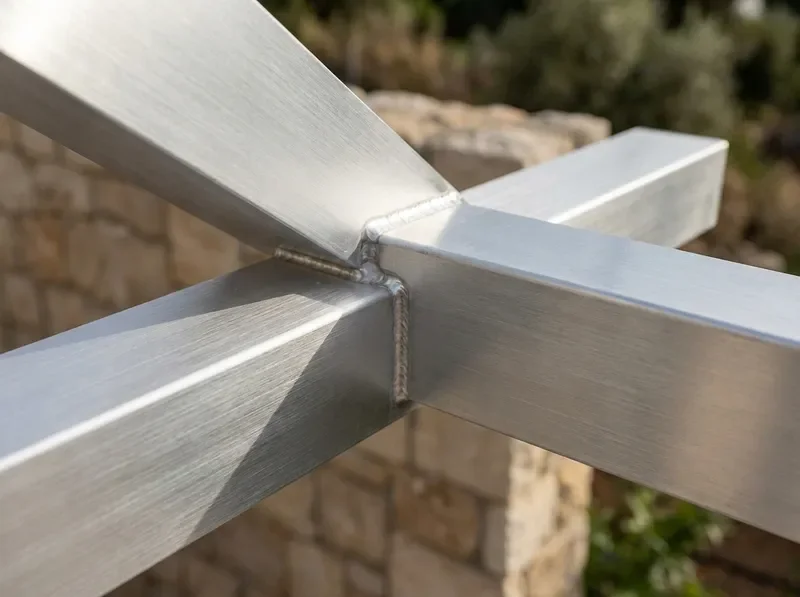 פרגולת אלומיניום מעוצבת עם גימור מוברש